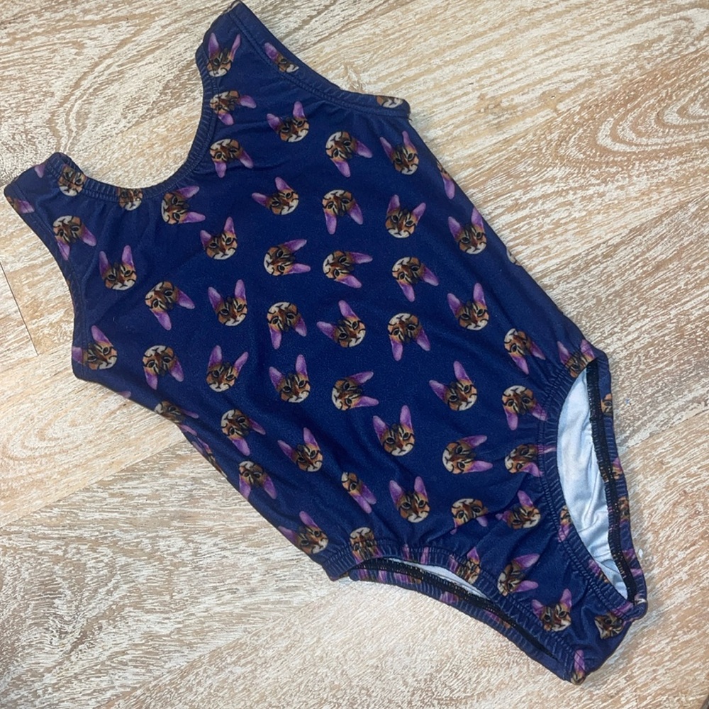 Girl’s gymnastics leotard, Garland Activewear Cat pattern, multiple colors. CM